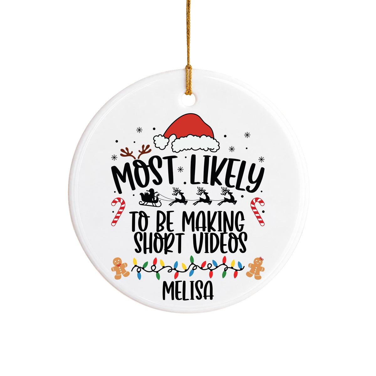 Personalized Christmas Ornament, Social Media Custom Name, Ceramic