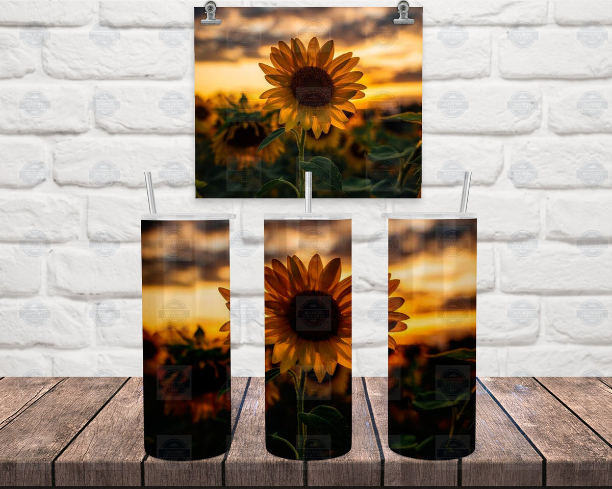 Sunflower Tumbler | Sunset Field 20Oz Stainless Steel Coffee Cup