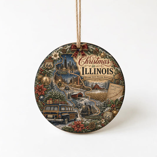 Illinois Christmas Ornament, Chicago Skyline Route 66 Keepsake