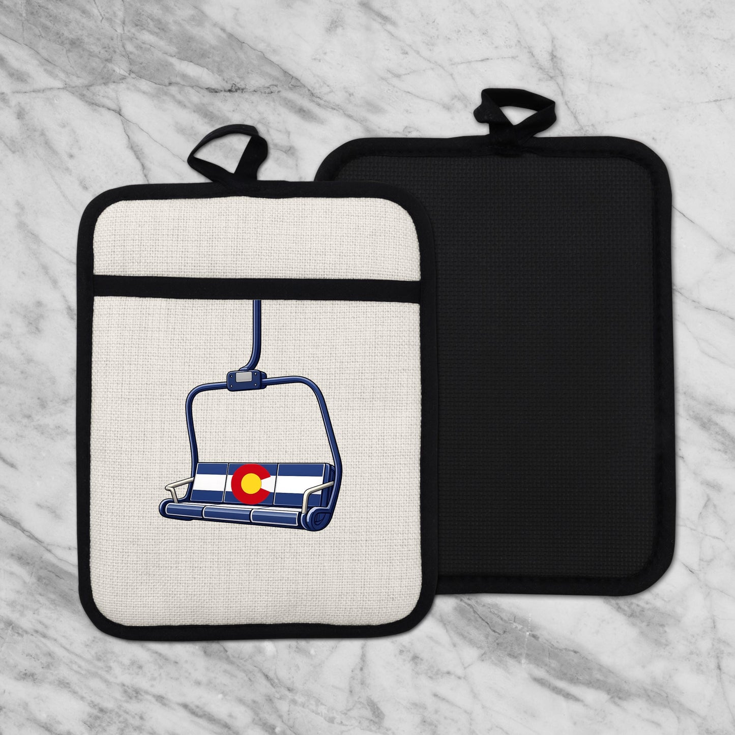 Colorado Flag Pot Holder – Ski Lift Pot Holder with Heat Resistant Mitt & Non Slip Trivet - additional product photo 12