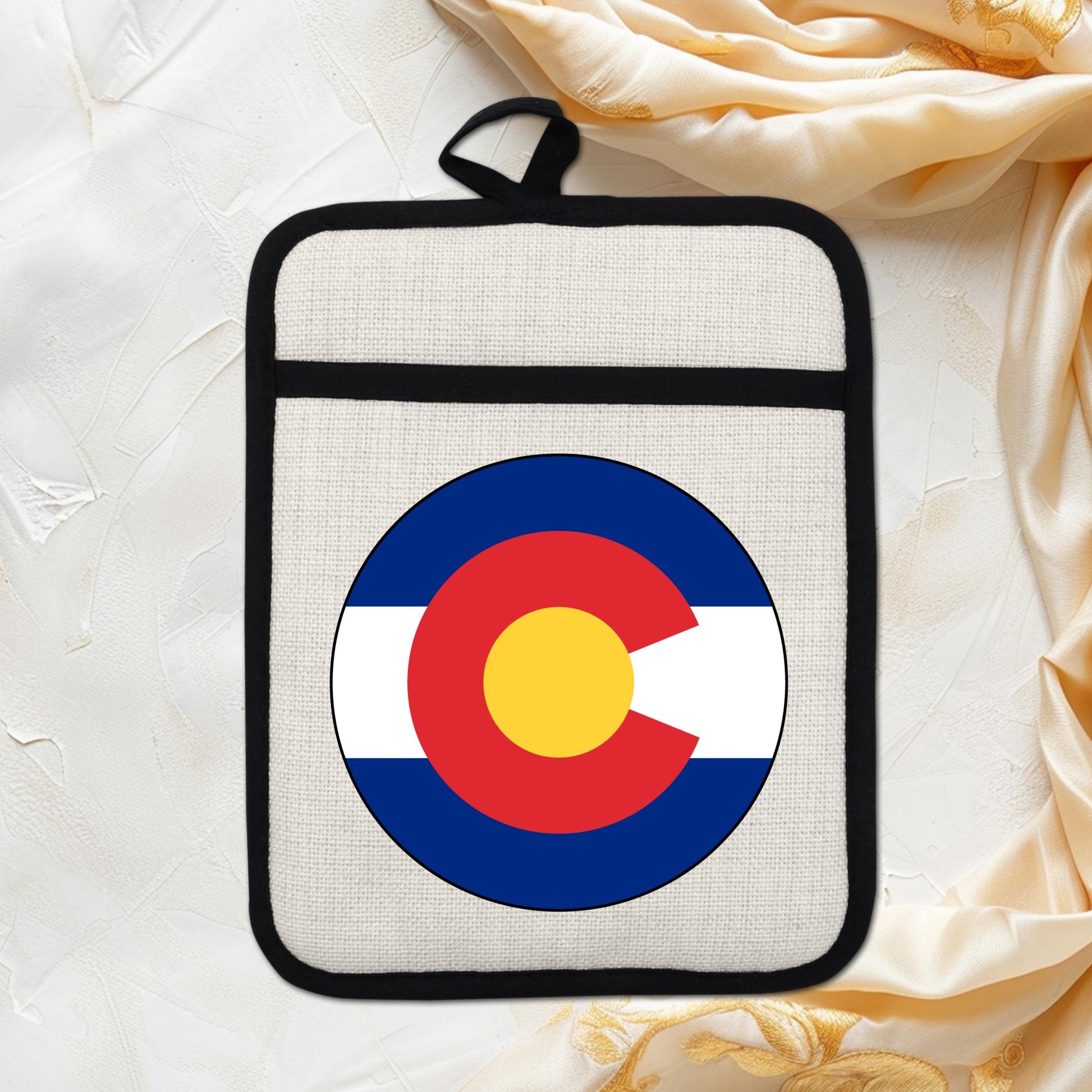 Colorado State Flag Pot Holder – Durable Linen & Silicone Kitchen Grip 9x7 Inches - additional angle