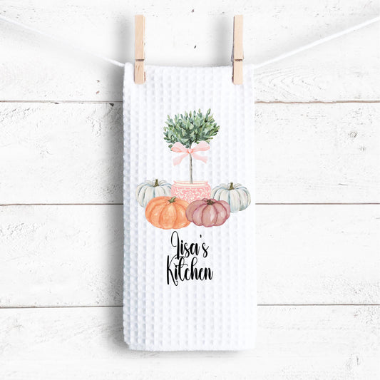 Personalized Waffle Weave Microfiber Pumpkin Topiary Towel - 16x24