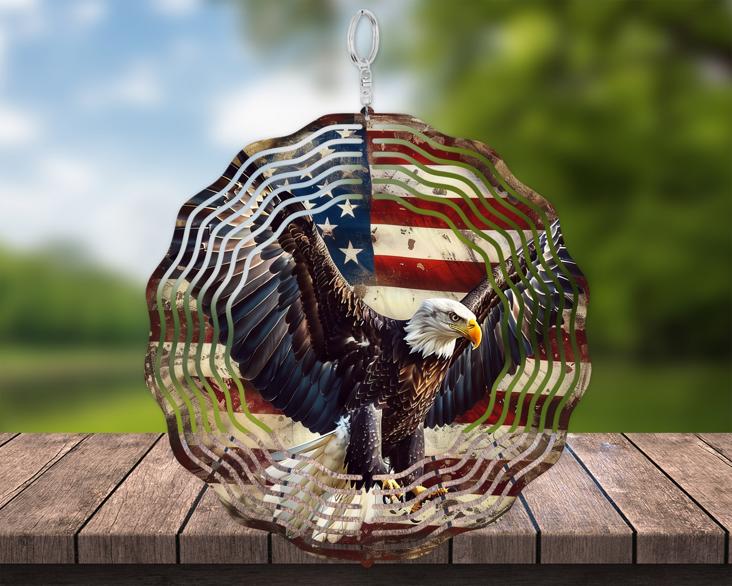 Bald Eagle Wind Spinner - Patriotic Yard Decor for Veterans and Fathers Day Gift