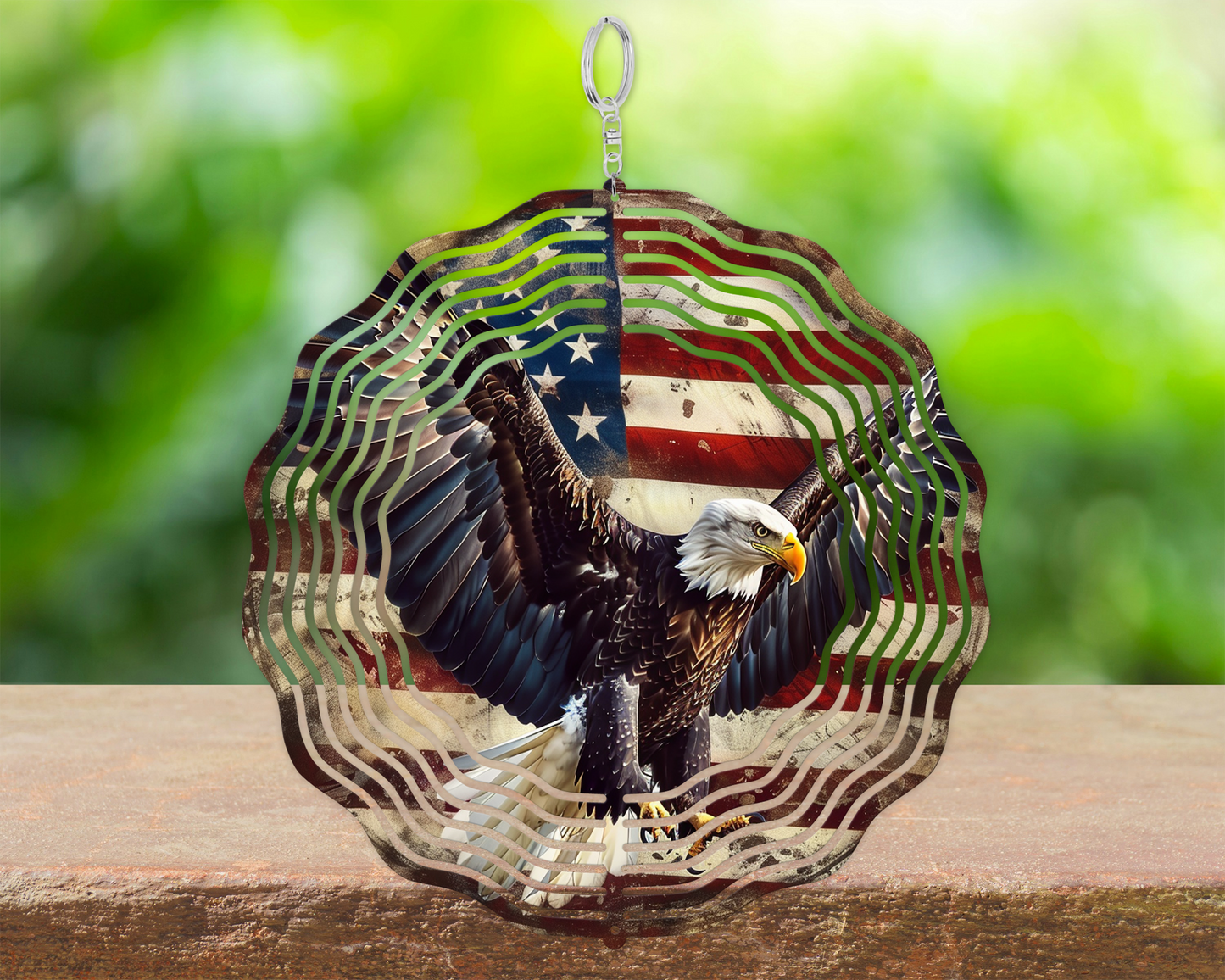 Bald Eagle Wind Spinner - Patriotic Yard Decor for Veterans and Fathers Day Gift