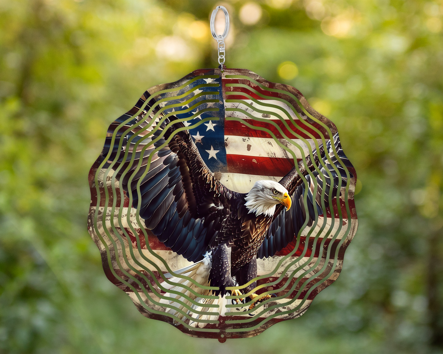 Bald Eagle Wind Spinner - Patriotic Yard Decor for Veterans and Fathers Day Gift