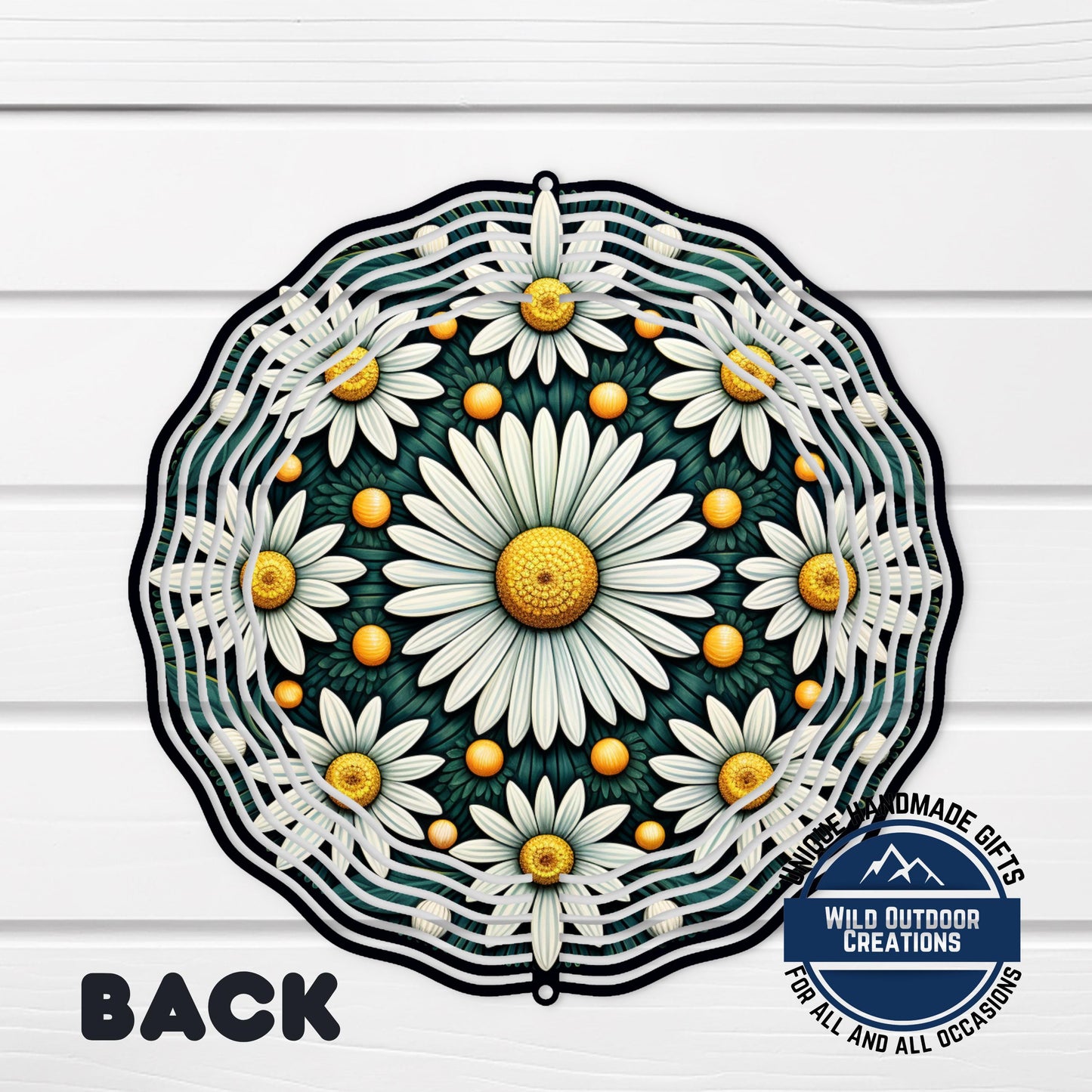 White Daisy Wind Spinner – 10 Inch Double Sided Aluminum Garden Decor - alternate view