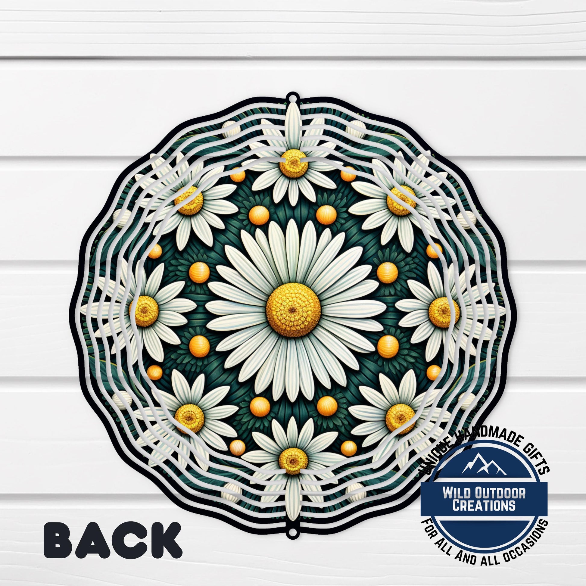 White Daisy Wind Spinner – 10 Inch Double Sided Aluminum Garden Decor - alternate view