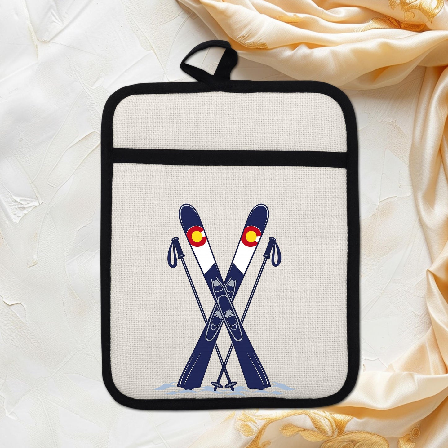 Ski Oven Mitt – Heat Resistant Silicone Pot Holder With Loop | Colorado Kitchen Decor - detail view