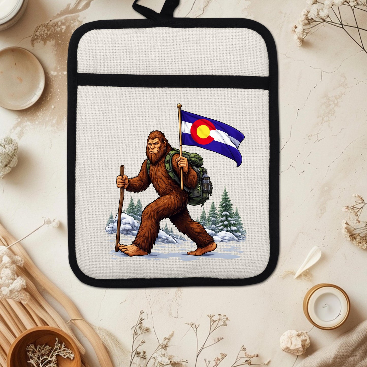 Bigfoot Pot Holder – Silicone Trivet Mitt | Pocket Style Heat Resistant Mitt - detail view