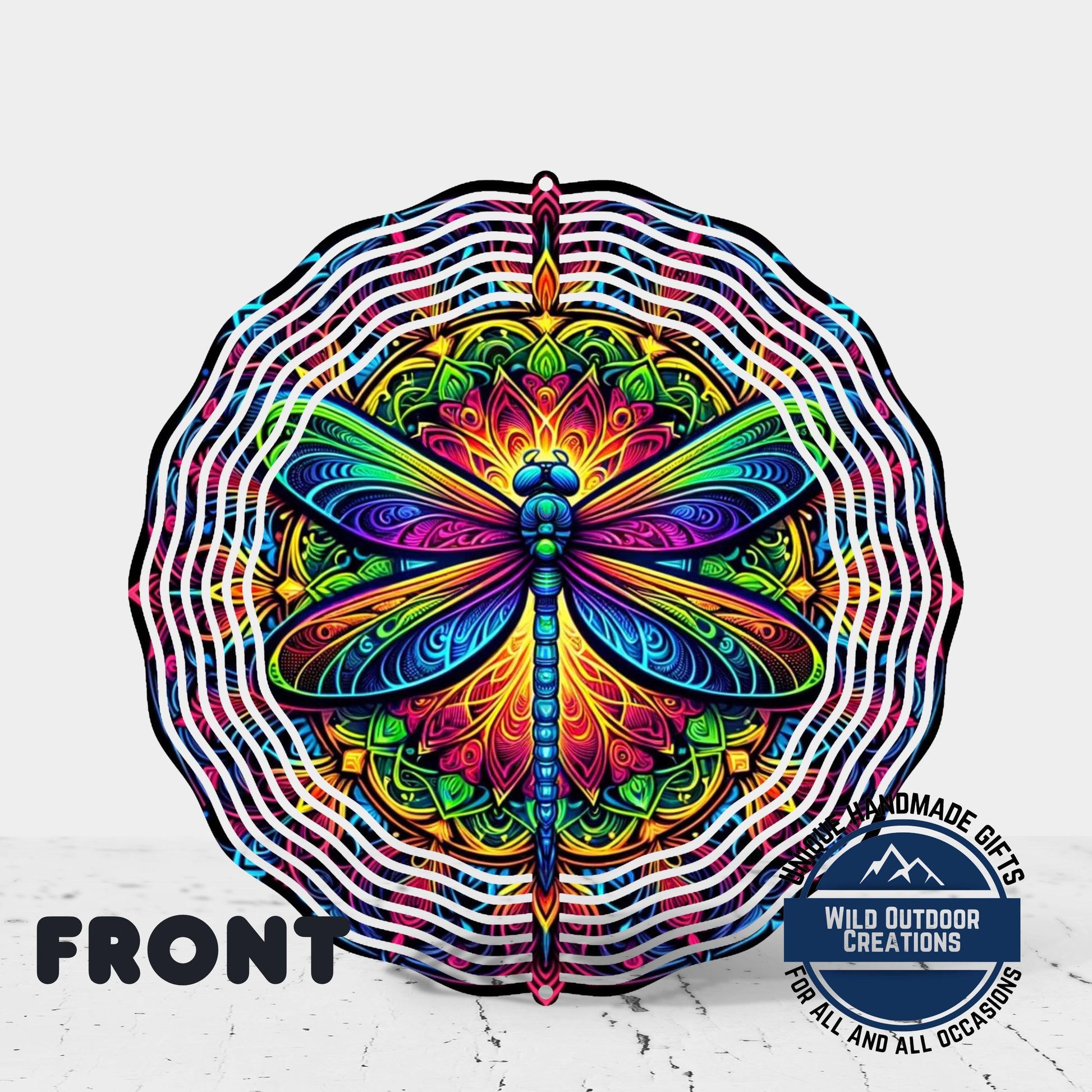 Dragonfly Wind Spinner - Vibrant Rainbow Neon Garden Decor With 360 Degree Swivel - additional product photo 11