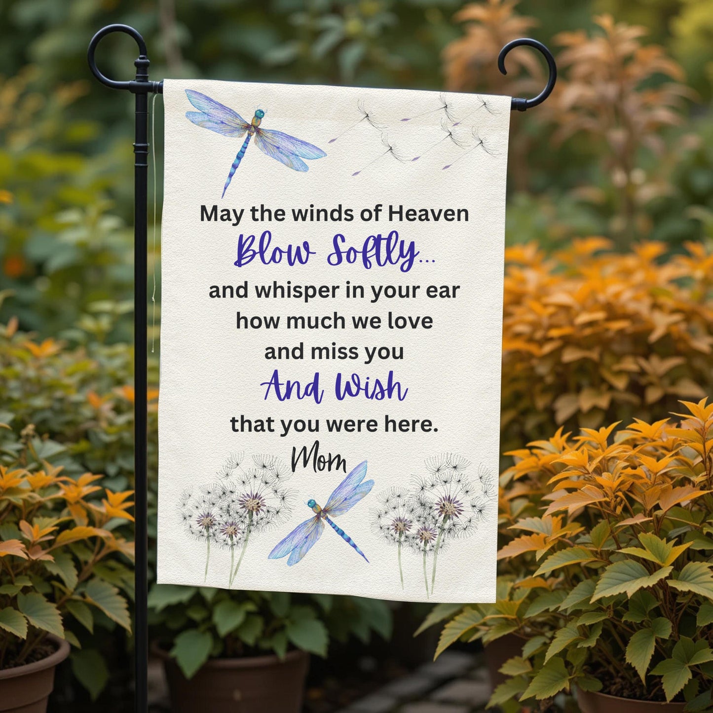 Personalized Garden Flag – Dragonfly Memorial Double-Sided 12x18 UV Protected - additional angle