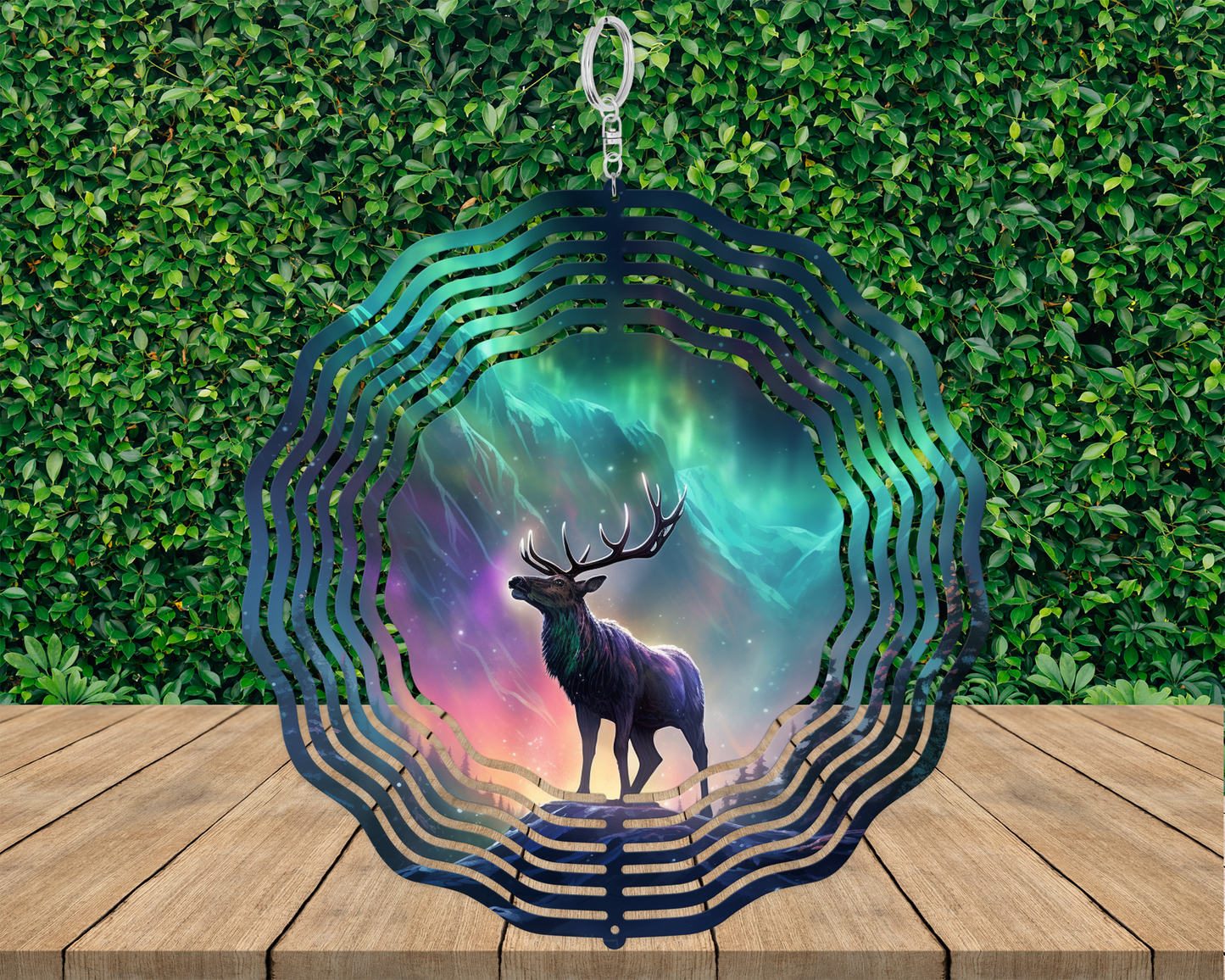 Double-Sided Elk Northern Lights Wind Spinner  Unique Yard or Porch Decor Perfect Fathers Day  Housewarming Gift