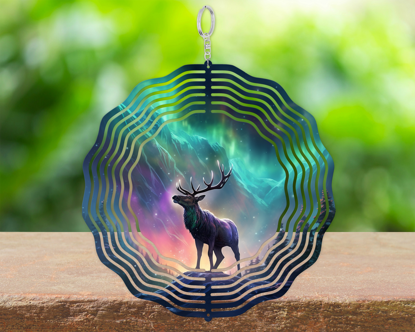 Double-Sided Elk Northern Lights Wind Spinner  Unique Yard or Porch Decor Perfect Fathers Day  Housewarming Gift