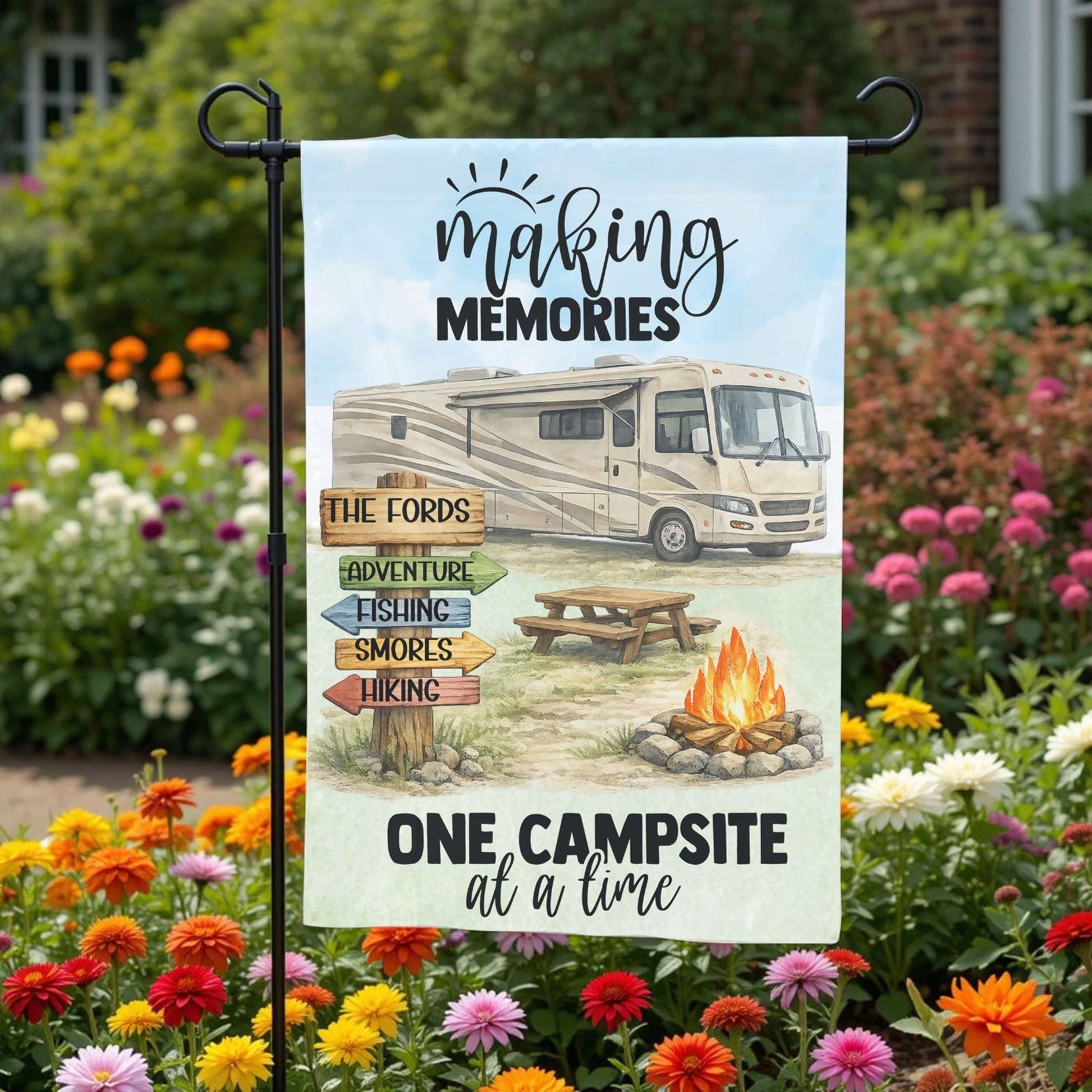 Personalized Motorhome Flag – Class A Motorhome RV Garden Flag 12x18 Double Sided - front and back