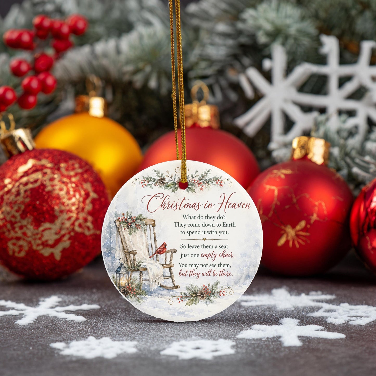 Memorial Ornament, Christmas In Heaven Ceramic Cardinal Keepsake