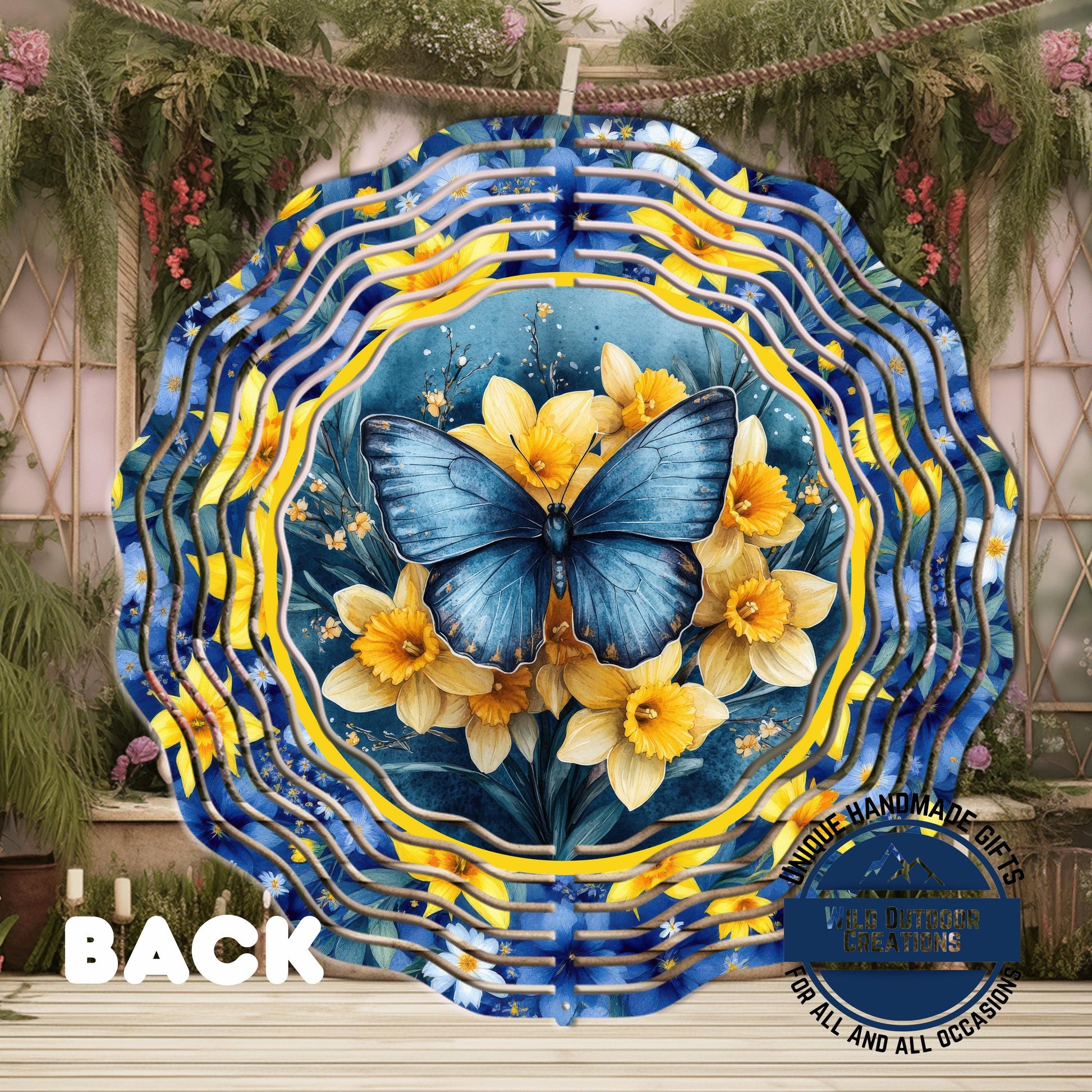 Daffodil Wind Spinner – Blue Butterfly Garden Decor, 10-Inch Aluminum Outdoor - additional product photo 10