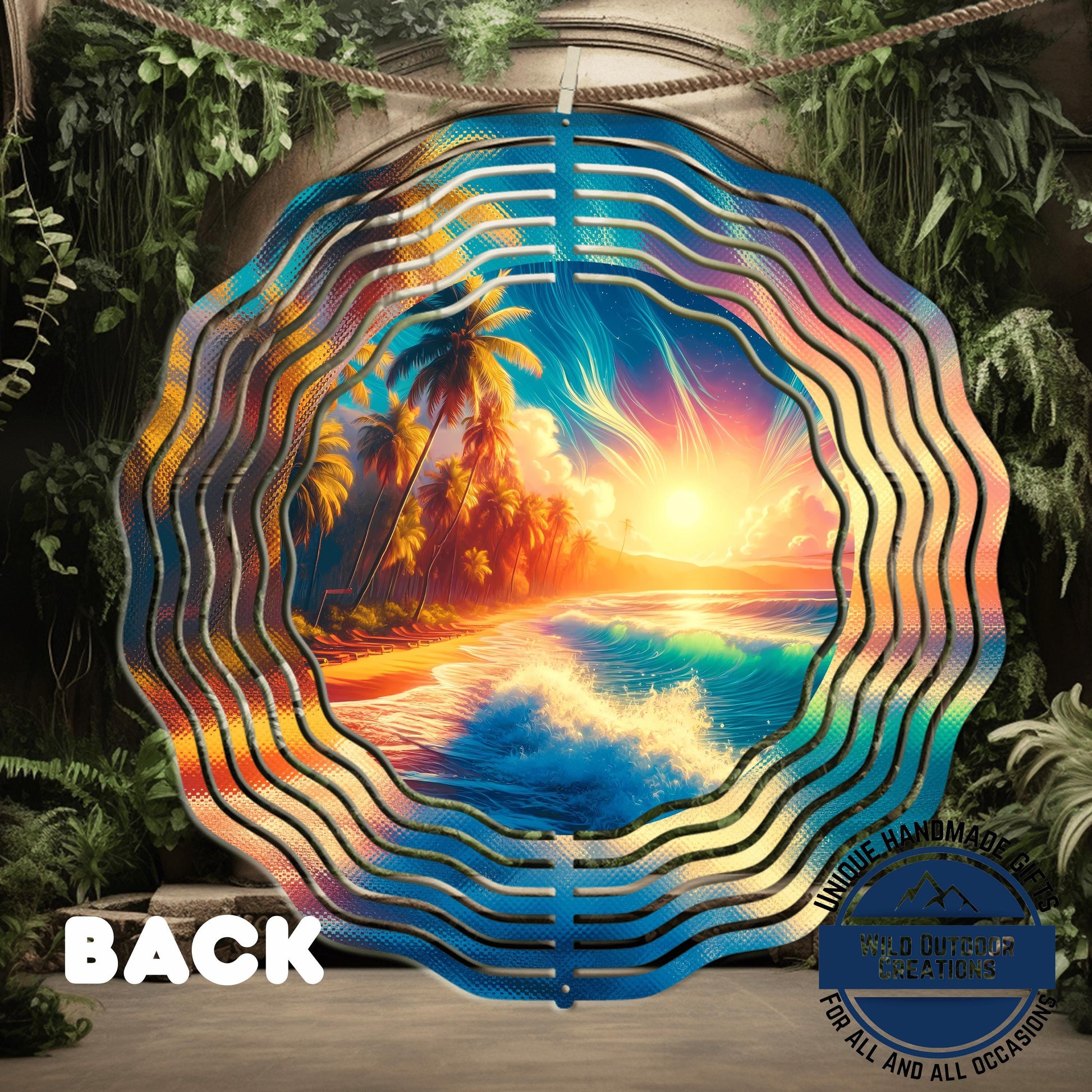 Garden Wind Spinner - Beach Sunset Spinner | Aluminum Coastal Decor, UV Protected - additional product photo 12