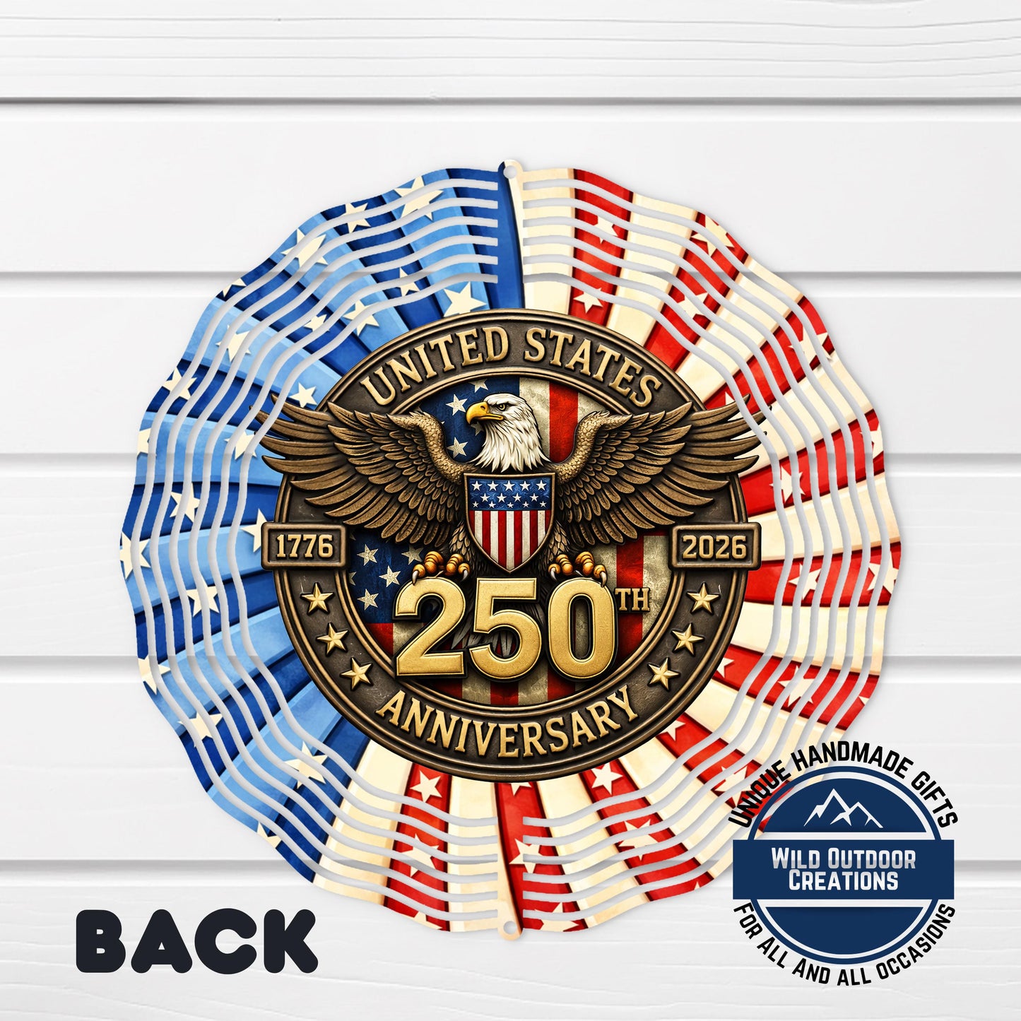 USA 250th Anniversary Wind Spinner – Patriotic Garden Decor With Bald Eagle - scale and size reference