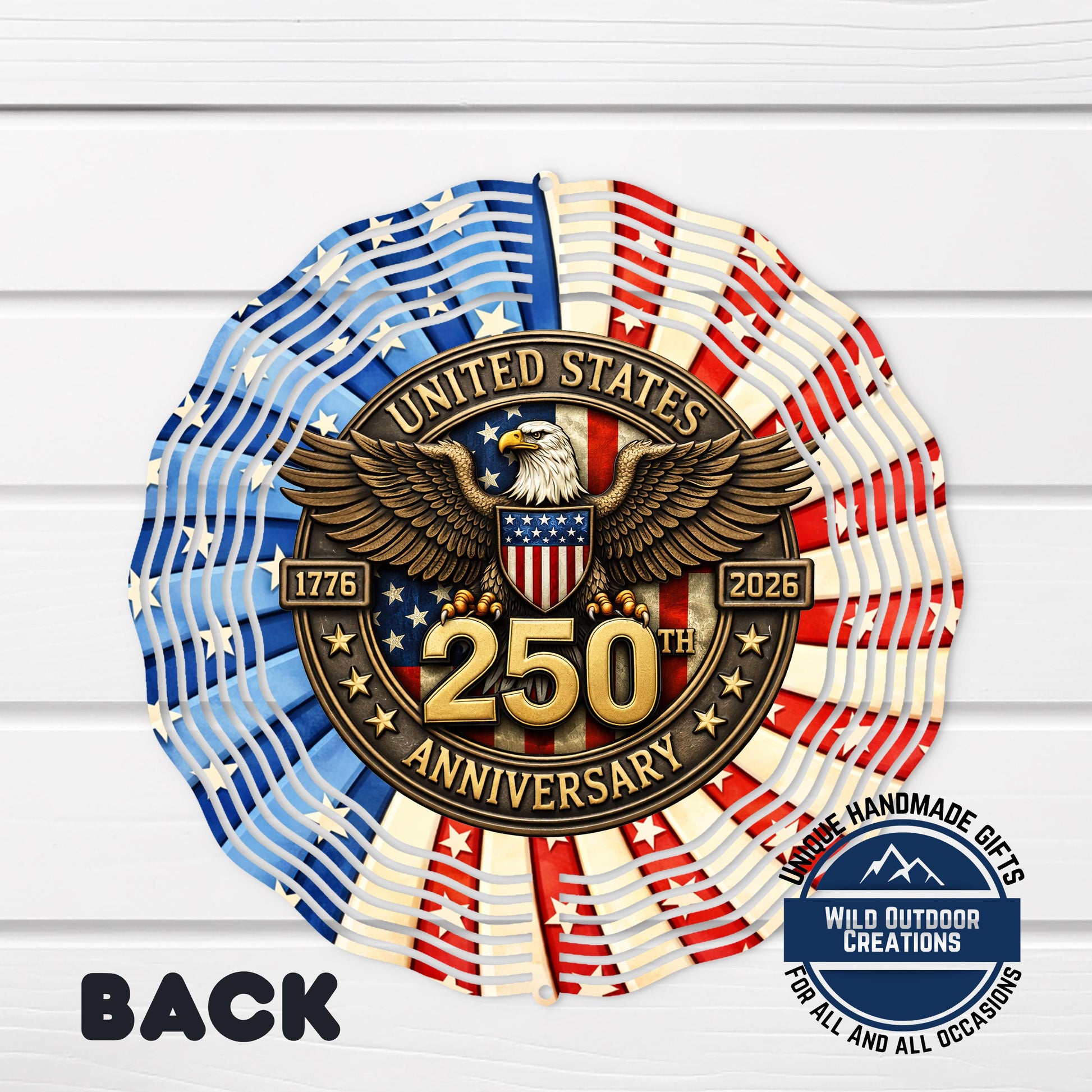 USA 250th Anniversary Wind Spinner – Patriotic Garden Decor With Bald Eagle - scale and size reference