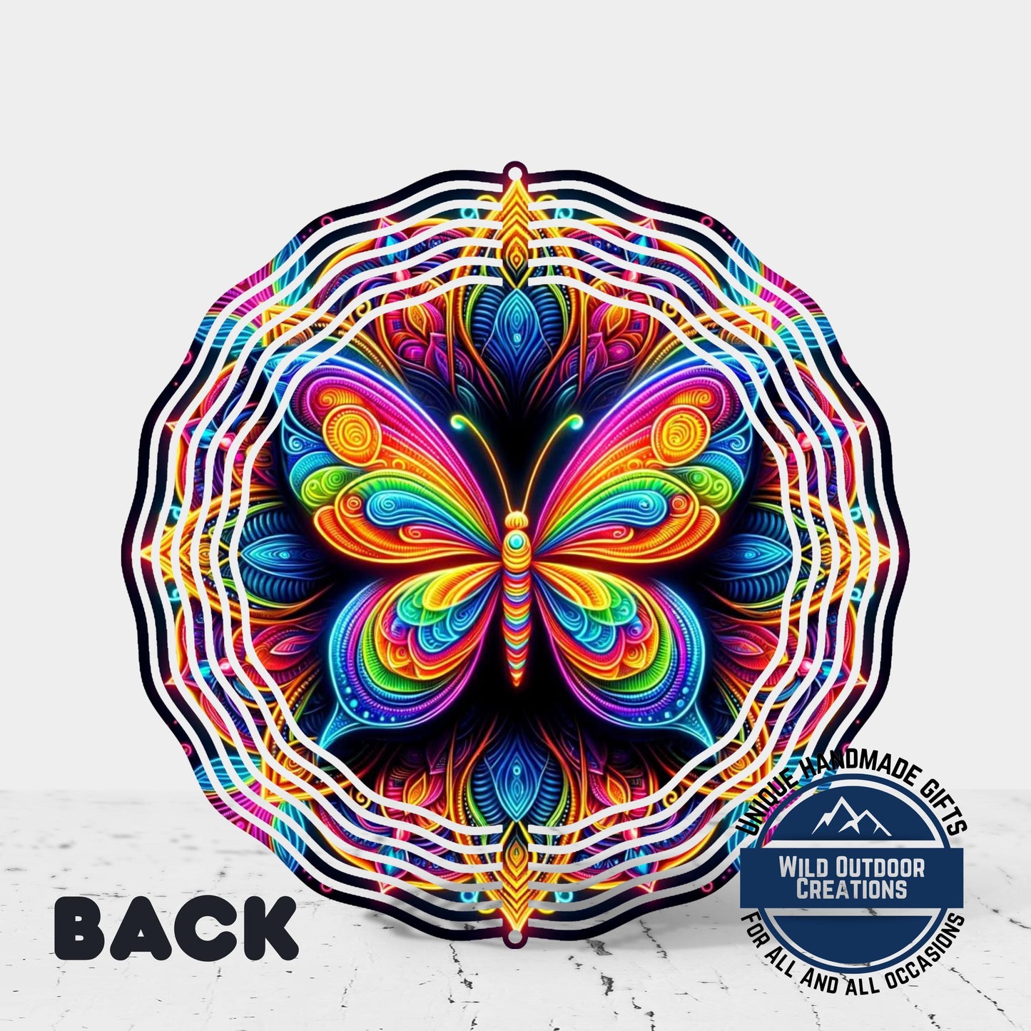 Butterfly Wind Spinner - Neon Rainbow Outdoor Garden Decor with 360° Swivel Hook - additional product photo 12