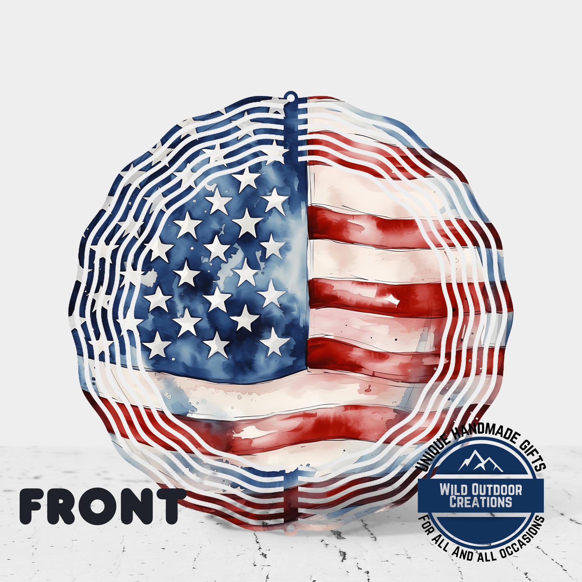 an American flag design with a wavy border and a star pattern, creating a patriotic and decorative appearance.