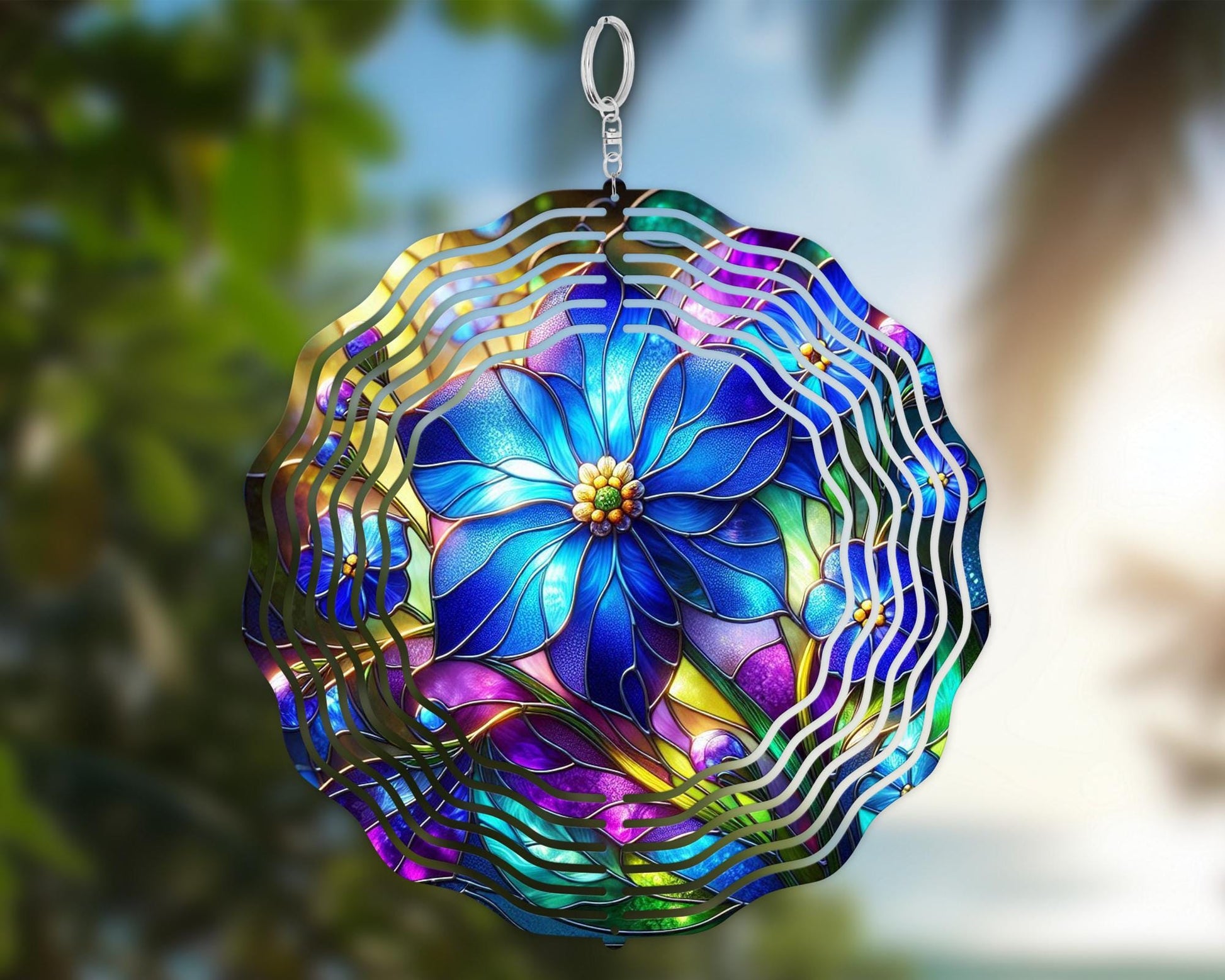 Forget-Me-Not Wind Spinner – 10 Inch Aluminum Garden Kinetic Art with 360 Degree Rotation - alternate view