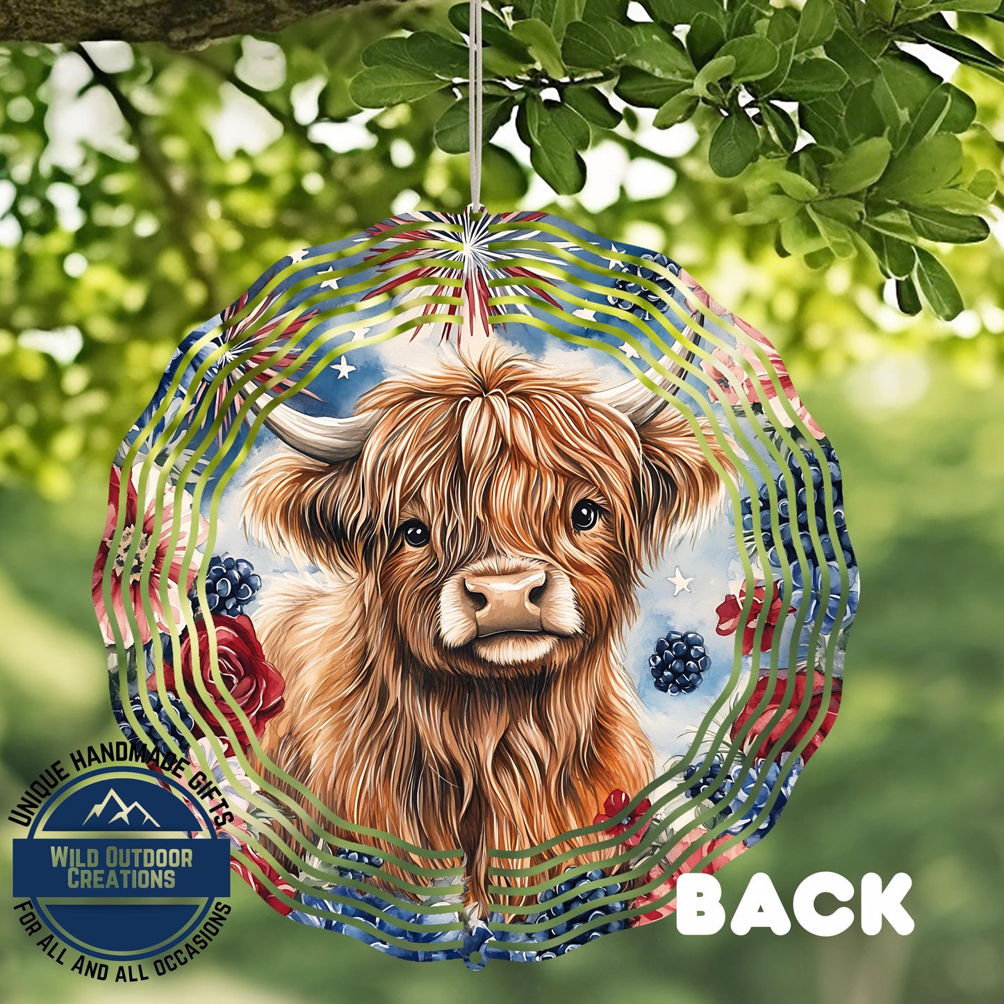 Patriotic Cow Wind Spinner - American Flag Garden Decor | Durable Aluminum Outdoor Spinner