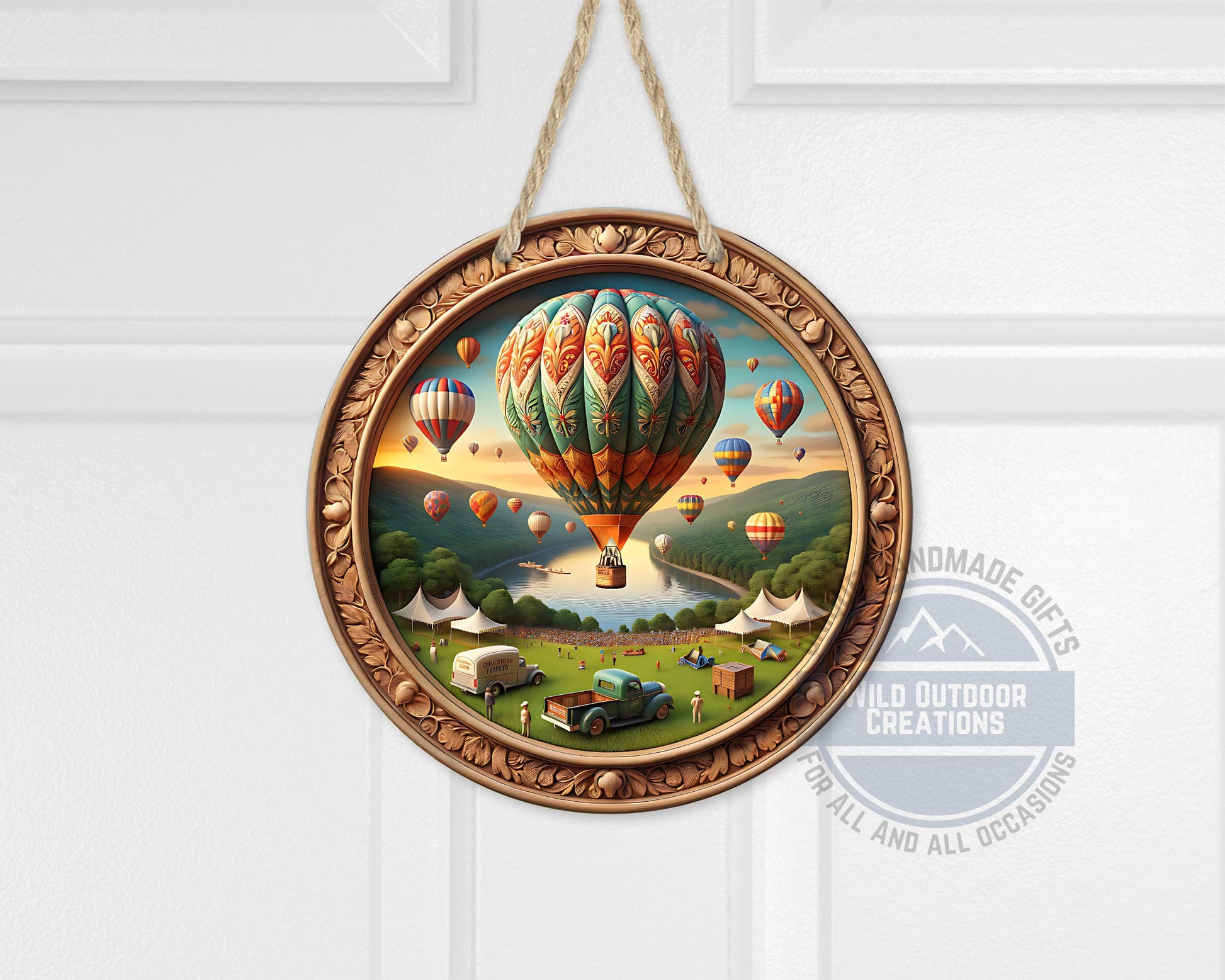 Aluminum Door Hanger – County Fair Hot Air Balloon Outdoor Door Sign, 10 Inch - alternate view