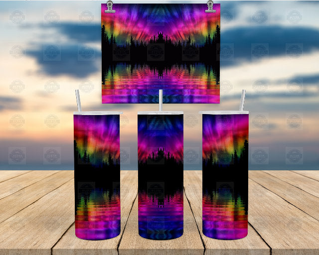 20Oz Stainless Steel Tumbler, Northern Lights Aurora Lake Scene