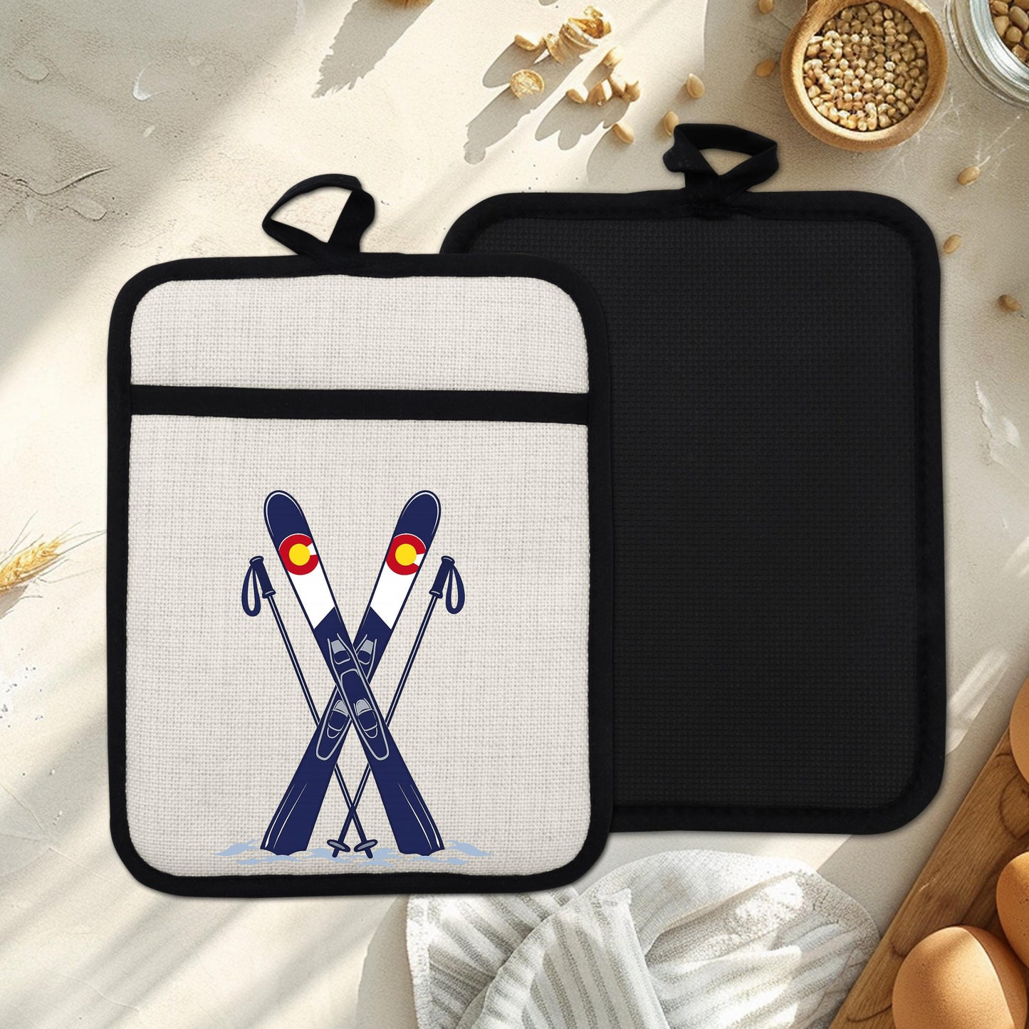 Ski Oven Mitt – Heat Resistant Silicone Pot Holder With Loop | Colorado Kitchen Decor - alternate view