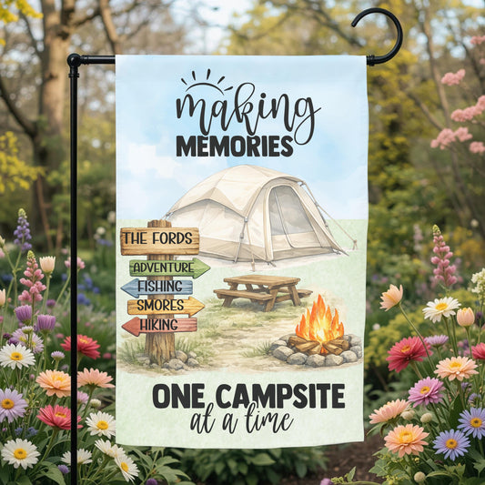 Personalized Camping Flag - Custom Tent Camping Garden Flag 12x18 Double Sided