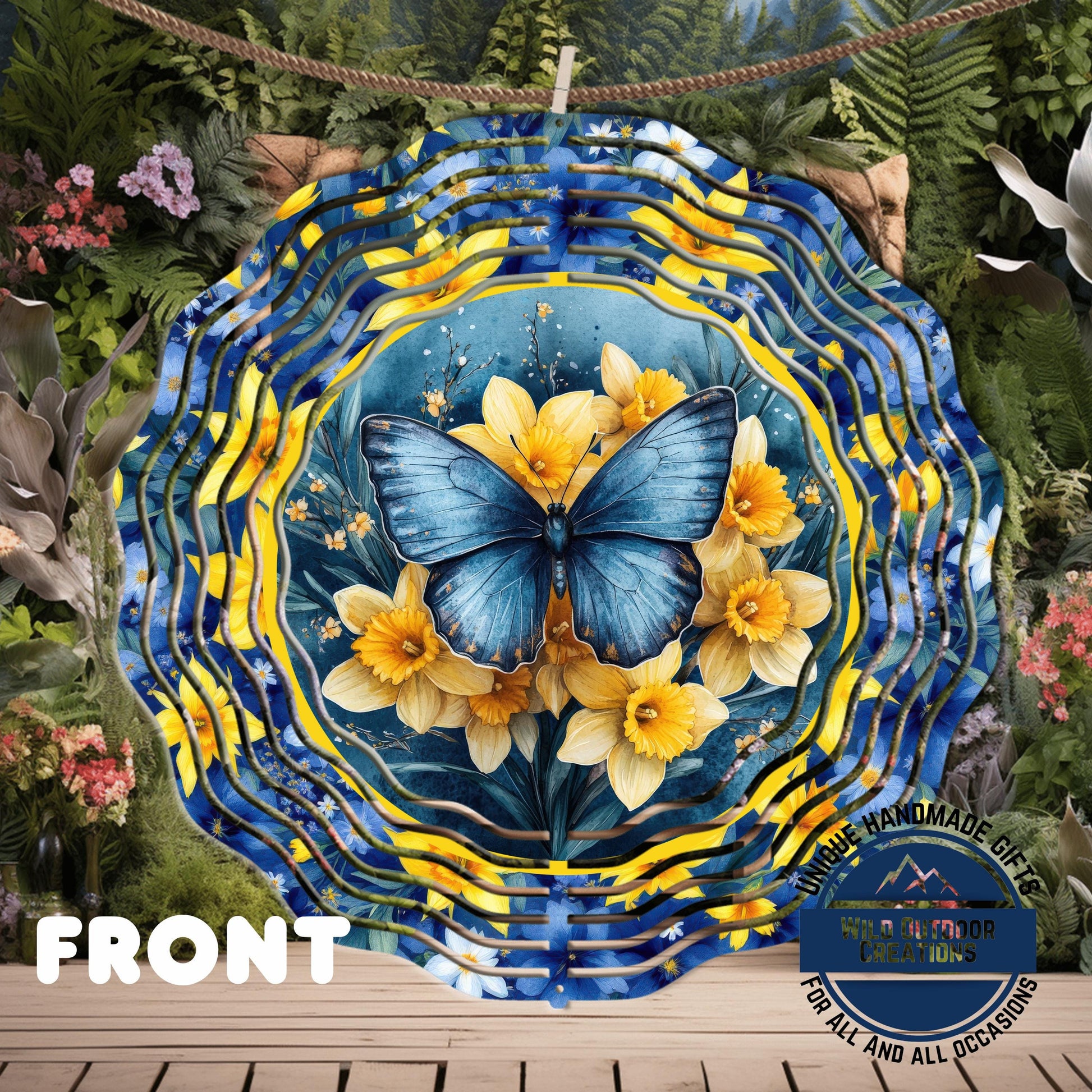 Daffodil Wind Spinner – Blue Butterfly Garden Decor, 10-Inch Aluminum Outdoor - additional product photo 11