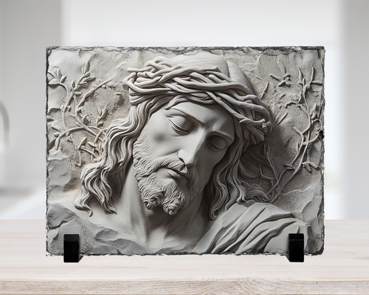 Jesus Bust Photo Slate - Christian Home Decor for Faith-Inspired Spaces