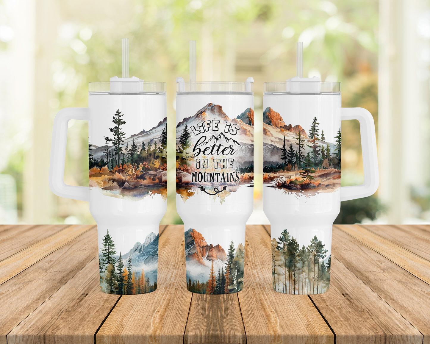 Life Is Better In the Mountains 40oz Tumbler, Stainless Steel with Handle