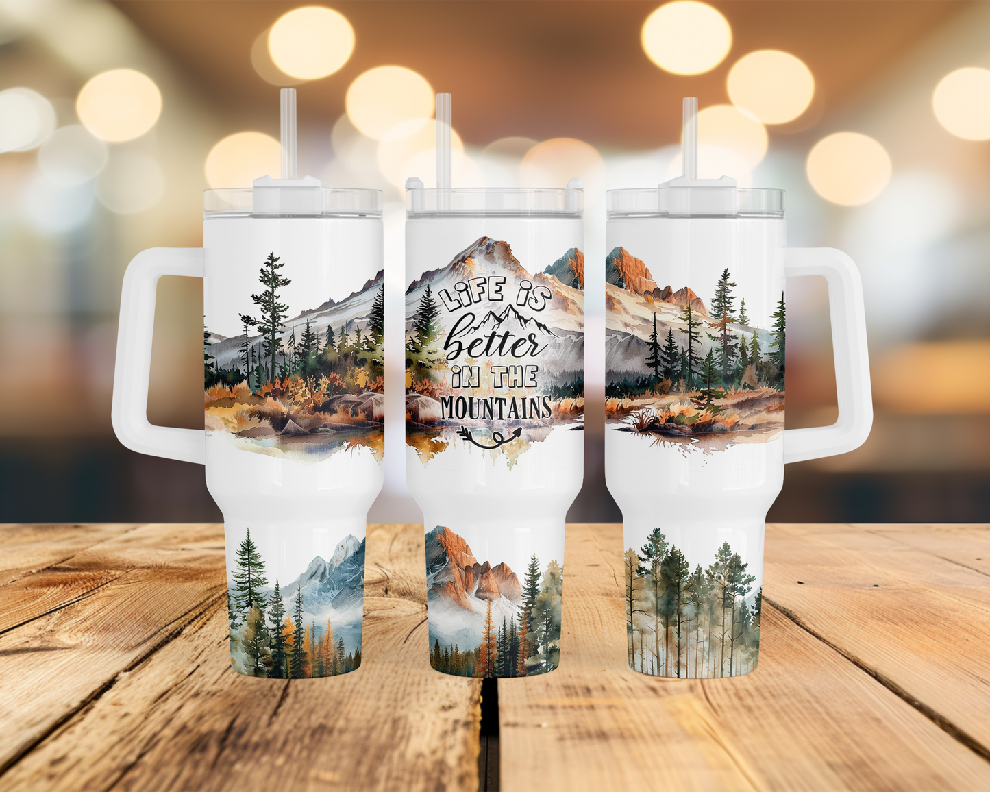 Life Is Better In the Mountains 40oz Tumbler, Stainless Steel with Handle