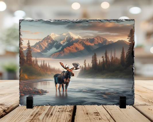 Moose Photo Slate from the Colorado Mountains - Rustic Home Decor
