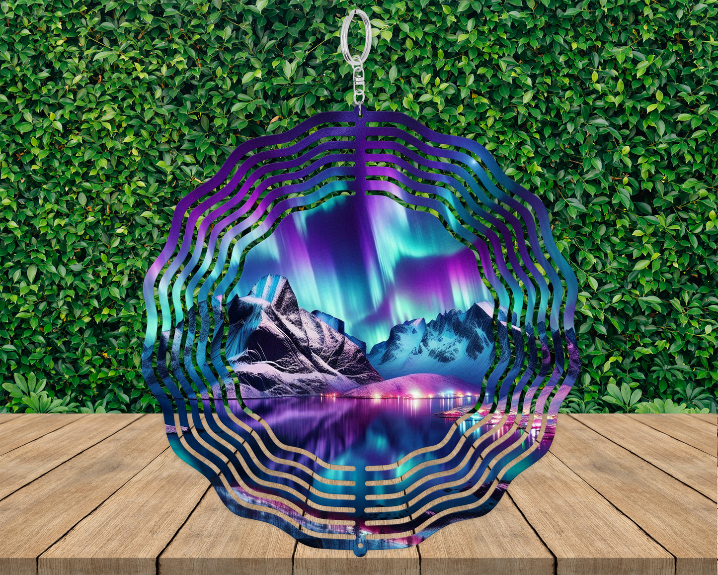 Northern Lights Wind Spinner  Nature-Inspired Hanging Decor for Porch  Unique Mothers Day Gift