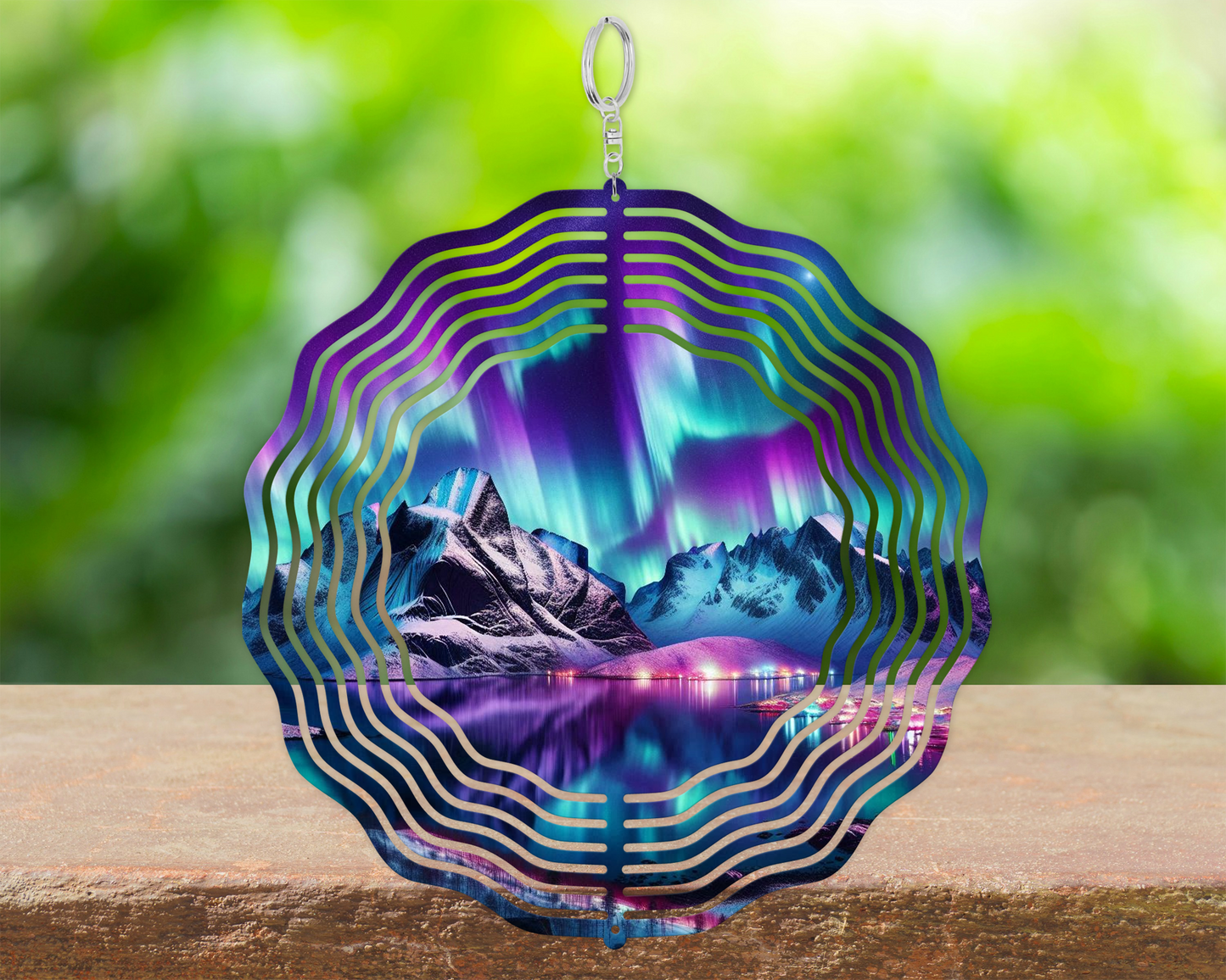 Northern Lights Wind Spinner  Nature-Inspired Hanging Decor for Porch  Unique Mothers Day Gift