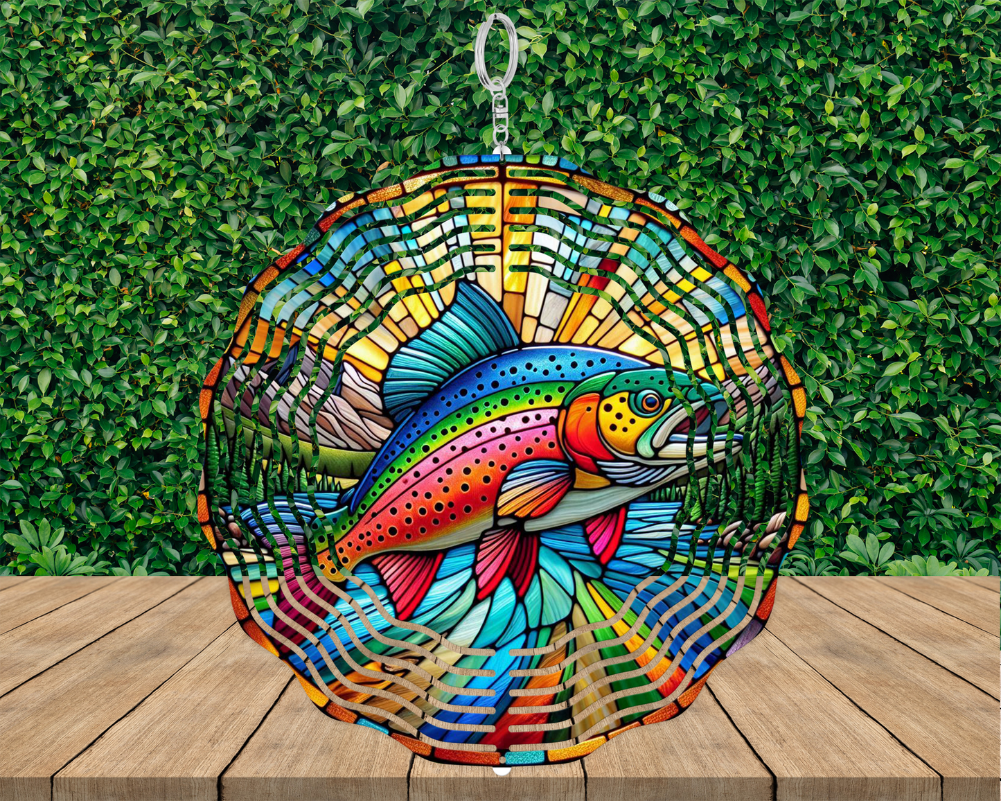 Rainbow Trout Wind Spinner - Unique Fathers Day Gift for Porch  Garden Decor Nature-Inspired Housewarming Present