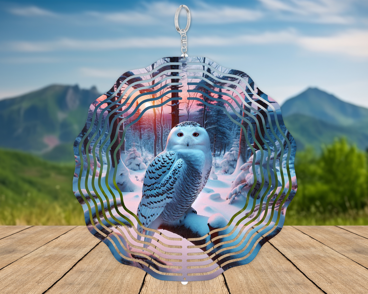 Snow Owl Wind Spinner - Nature-Inspired Garden Decor  Housewarming Gift for Owl Lovers