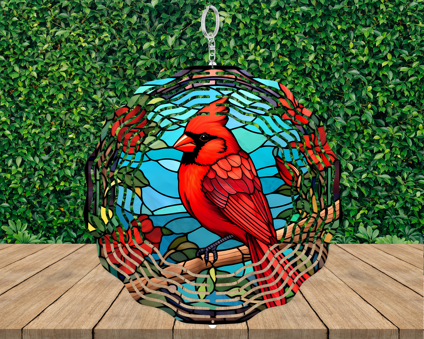 Cardinal Stained Glass Wind Spinner - Unique Mothers Day Gift  Charming Porch Decor
