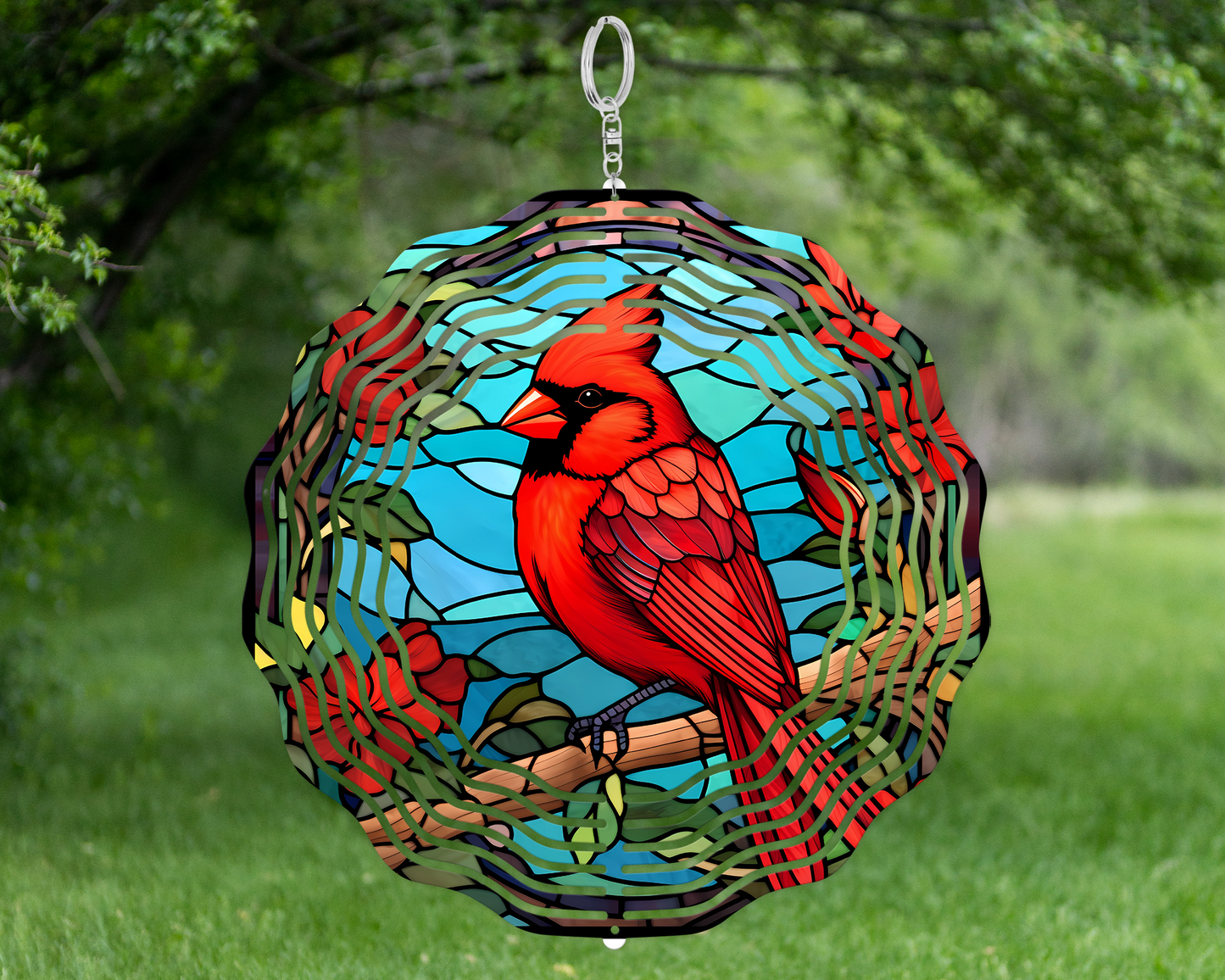 Cardinal Stained Glass Wind Spinner - Unique Mothers Day Gift  Charming Porch Decor
