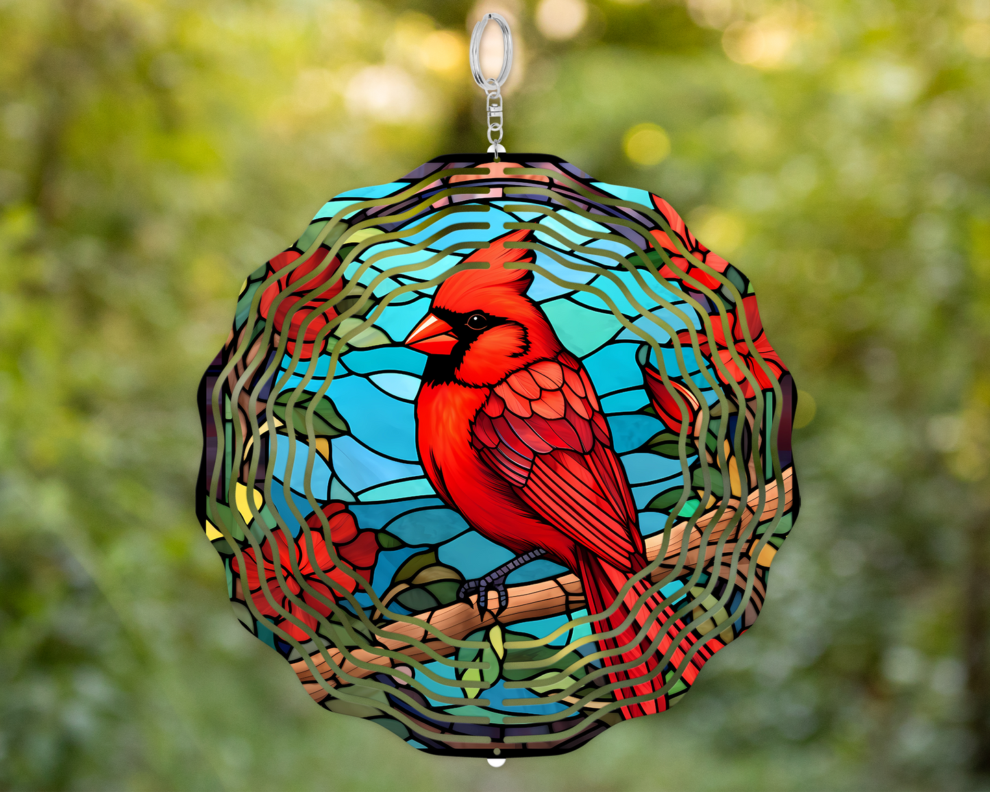 Cardinal Stained Glass Wind Spinner - Unique Mothers Day Gift  Charming Porch Decor