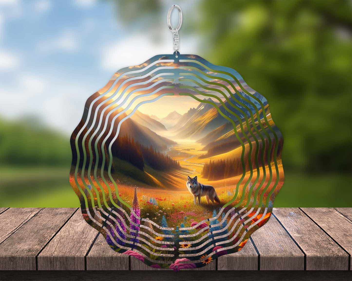 Wolf Mountain Wind Spinner - Unique Outdoor Metal Decor for Nature Lovers Perfect Mothers Day  Housewarming Gift