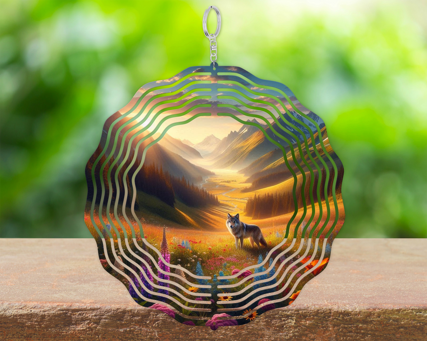 Wolf Mountain Wind Spinner - Unique Outdoor Metal Decor for Nature Lovers Perfect Mothers Day  Housewarming Gift