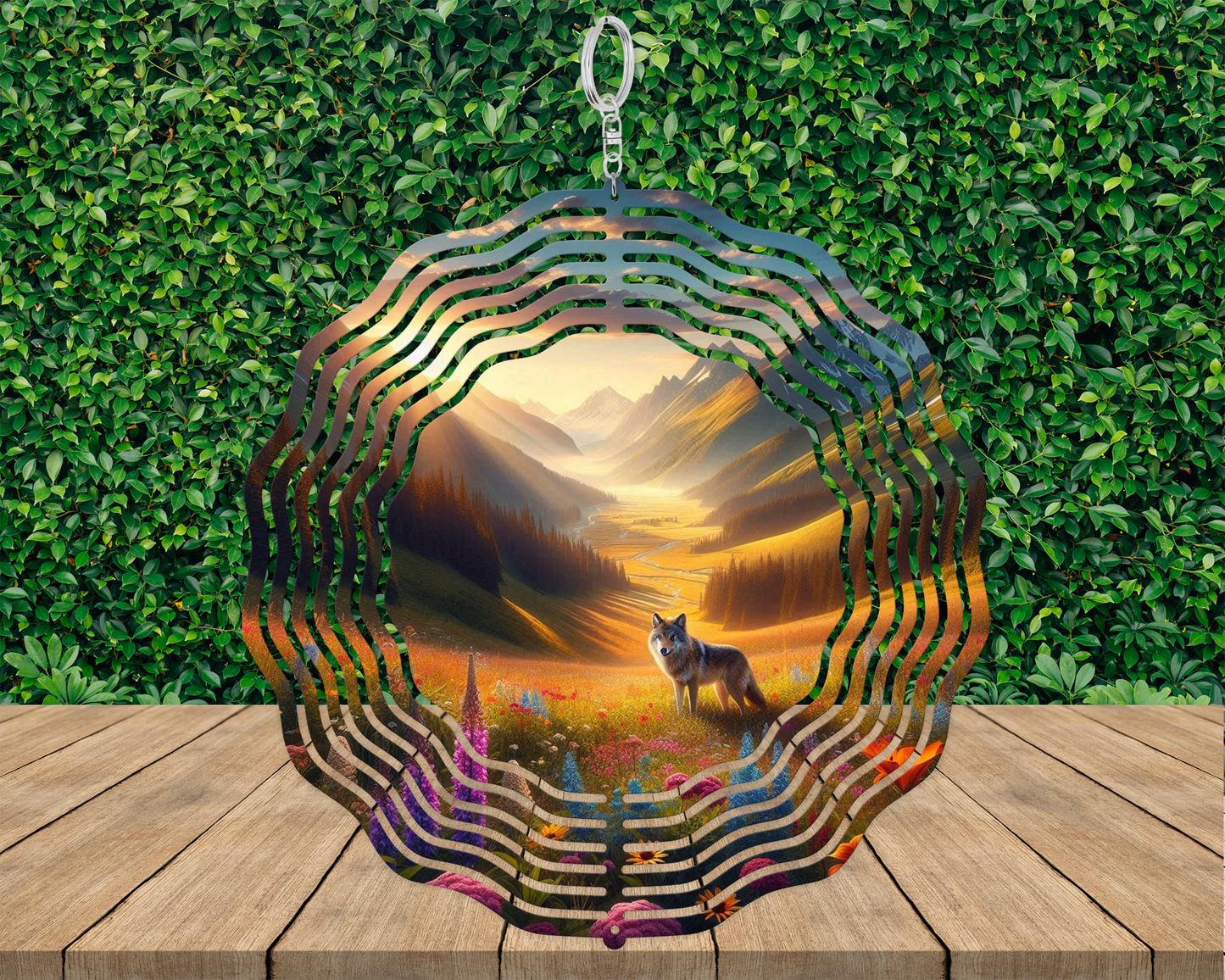 Wolf Mountain Wind Spinner - Unique Outdoor Metal Decor for Nature Lovers Perfect Mothers Day  Housewarming Gift