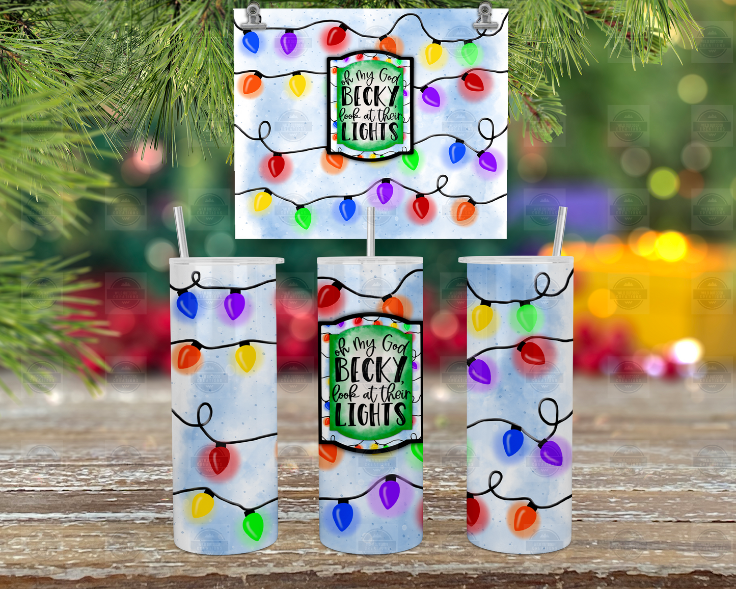Oh My God Becky Look At Their Lights Tumbler with Straw and Lid, Christmas Light Tumbler