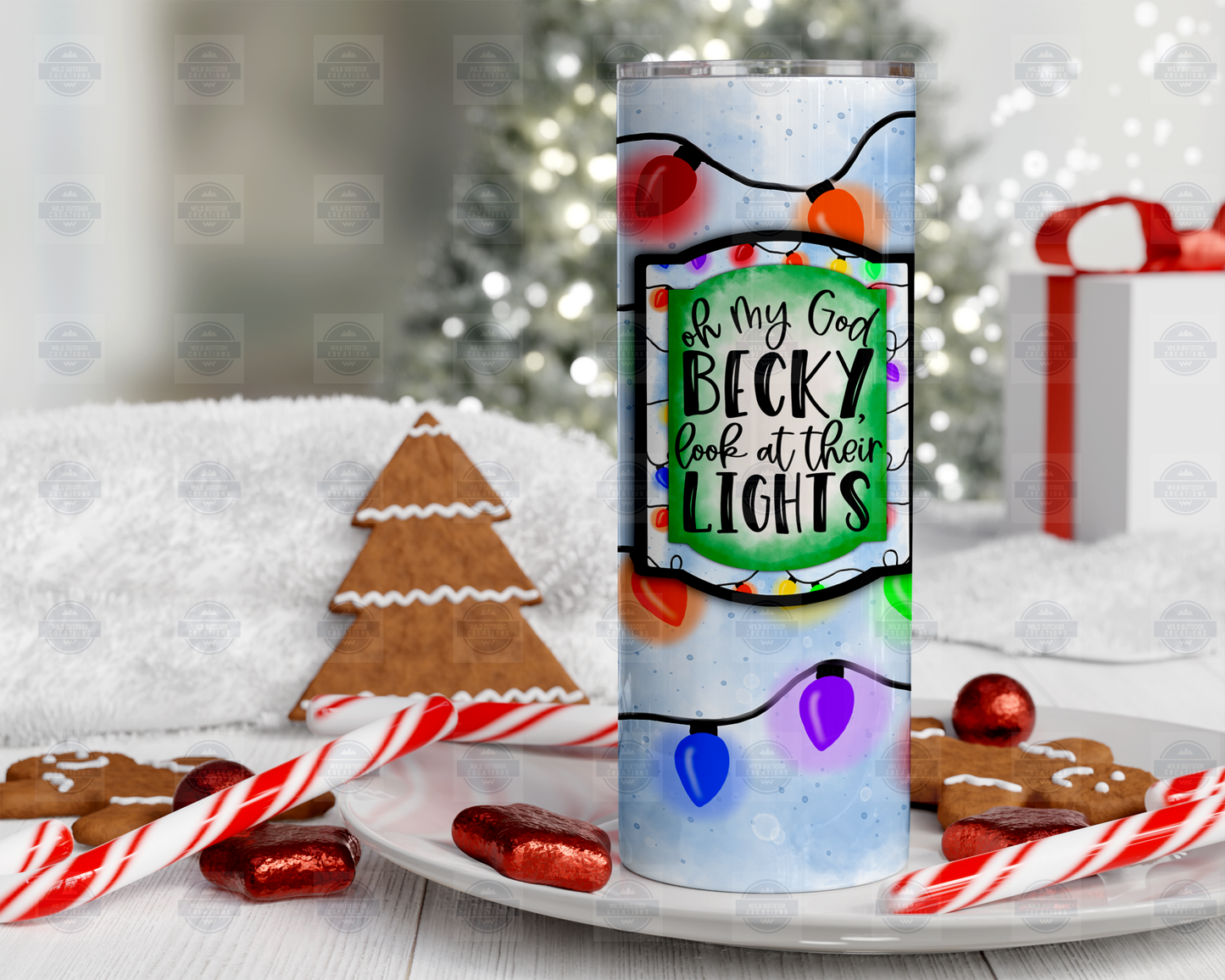 Oh My God Becky Look At Their Lights Tumbler with Straw and Lid, Christmas Light Tumbler
