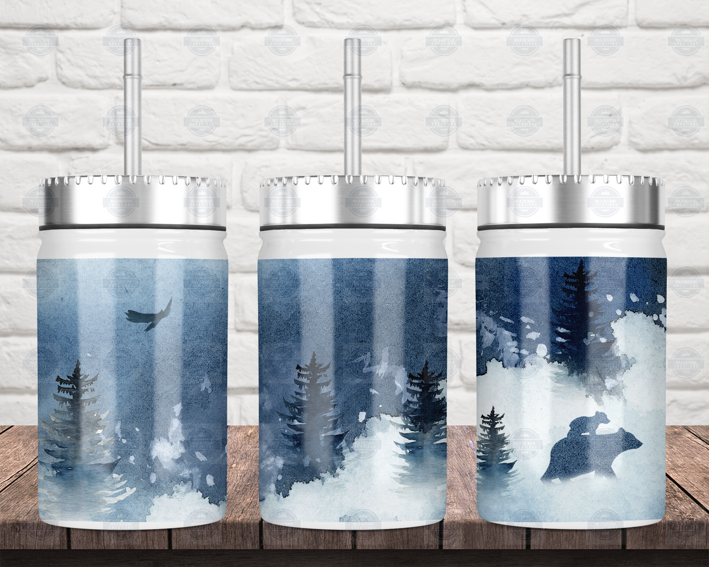 Bear 17oz Mason Jar with Straw and Lid