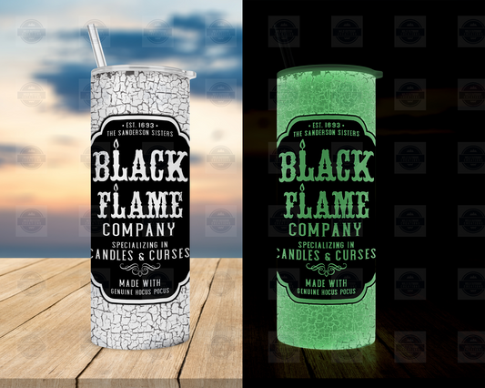 Glow-in-the-Dark Black Flame 20oz Skinny Tumbler with Straw  Lid
